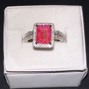 RPB2310 Ring: Lab Created Rainbow Rubellite on .925 Solid Sterling Silver